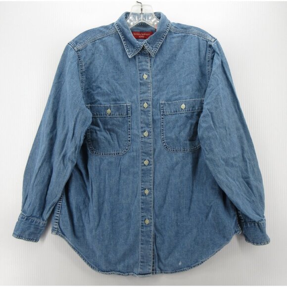 VINTAGE Banana Republic Top Small Denim Shirt Button Up Pockets 90s * - Picture 1 of 11